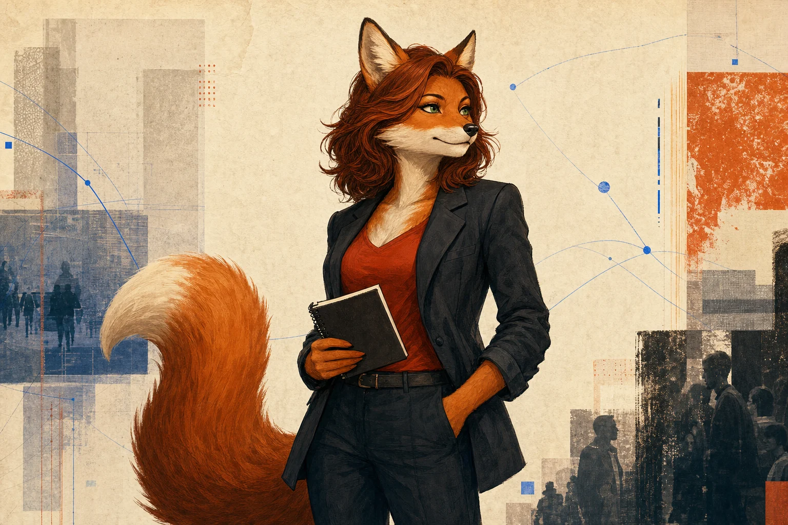 Ember, the anthropomorphic fox journalist of EmberGF