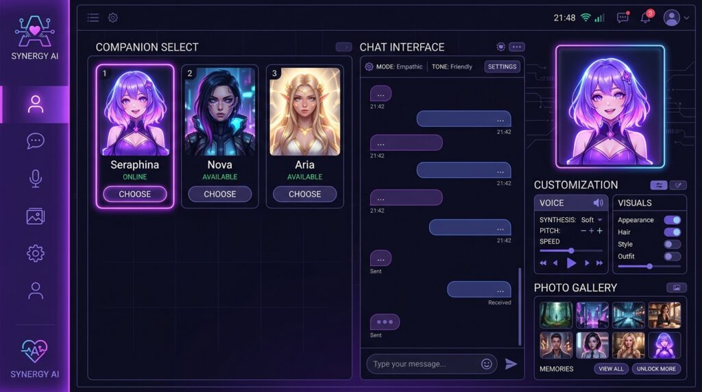 Candy.ai AI Companion Selection and Customization Interface