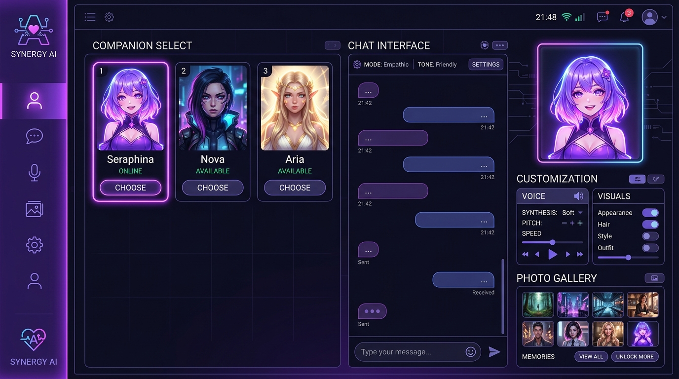 Candy.ai AI Companion Selection and Customization Interface