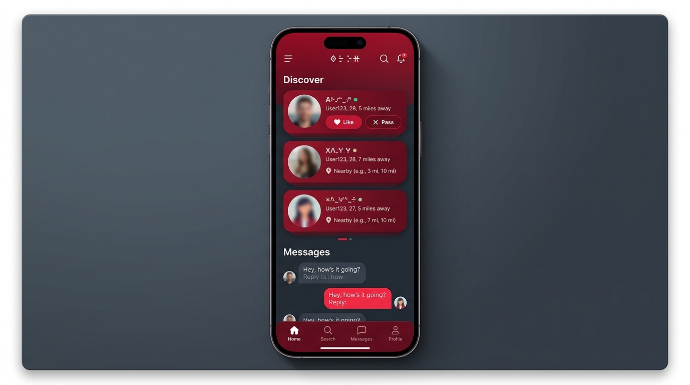 DirtyDating Member Discovery and Local Distance Filter UI