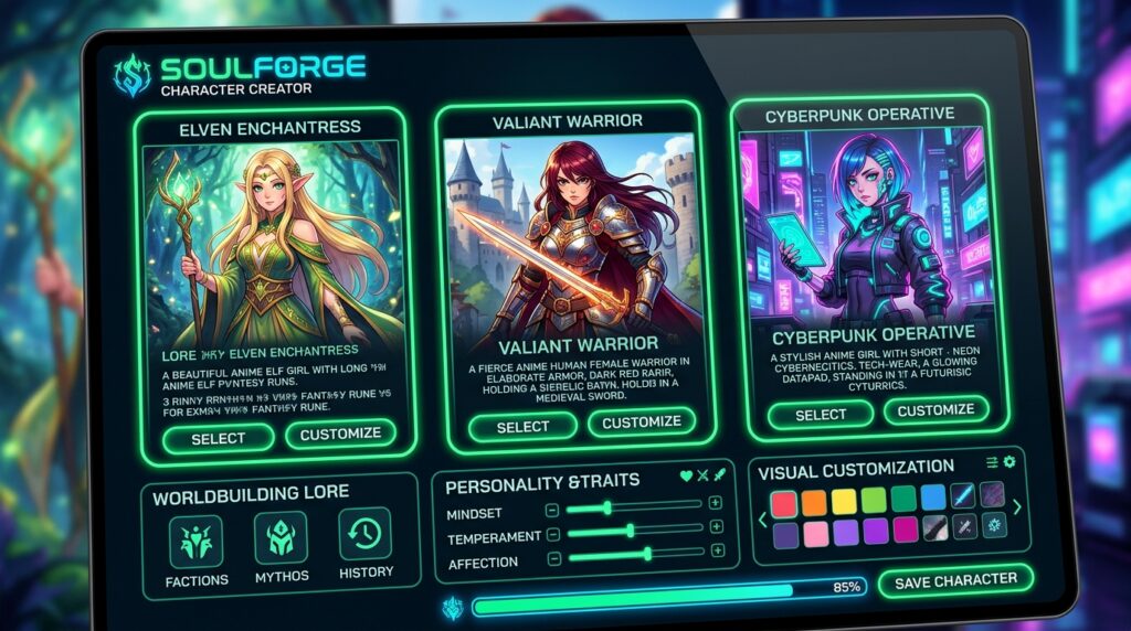 Fantasy.Ai Character Creator and Worldbuilding Lore Interface