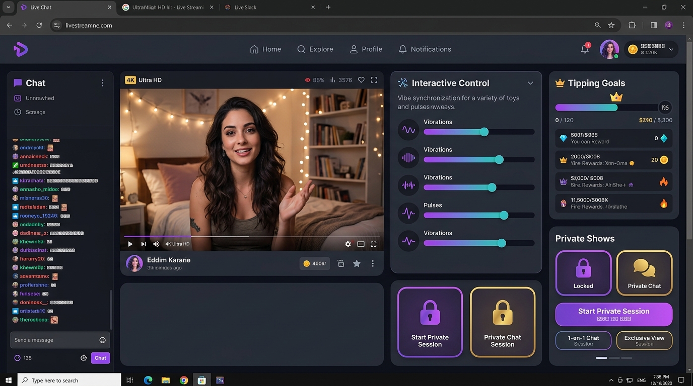 Flirt4Free Interactive Toy Sync and 4K Stream UI