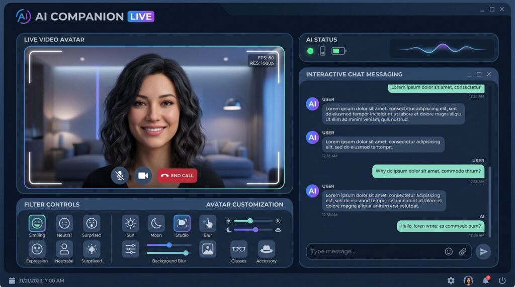 FlirtCam.Ai Live Video Avatar Synthesis and Filter UI