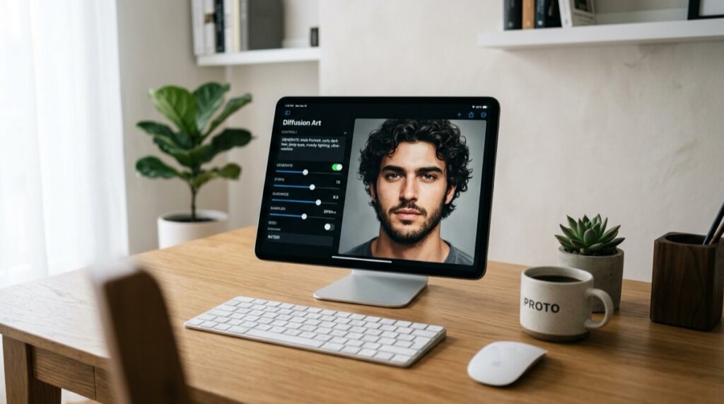 Lusychat AI companion assistant dashboard displaying dynamic image generation and memory sliders